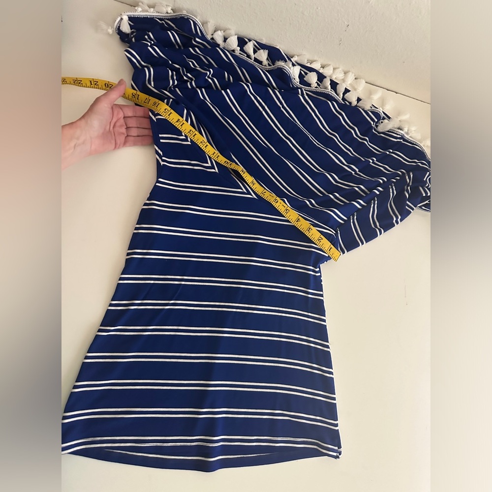 Trina Turk blue white stripe one shoulder flowy summer top S‎ fits some M - Picture 14 of 14